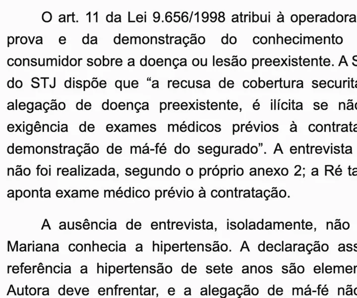 Tela real da IA do ChatADV: a réplica cita o art. 11 da Lei 9.656/1998 e a Súmula 609 do STJ no ponto em que se aplicam
