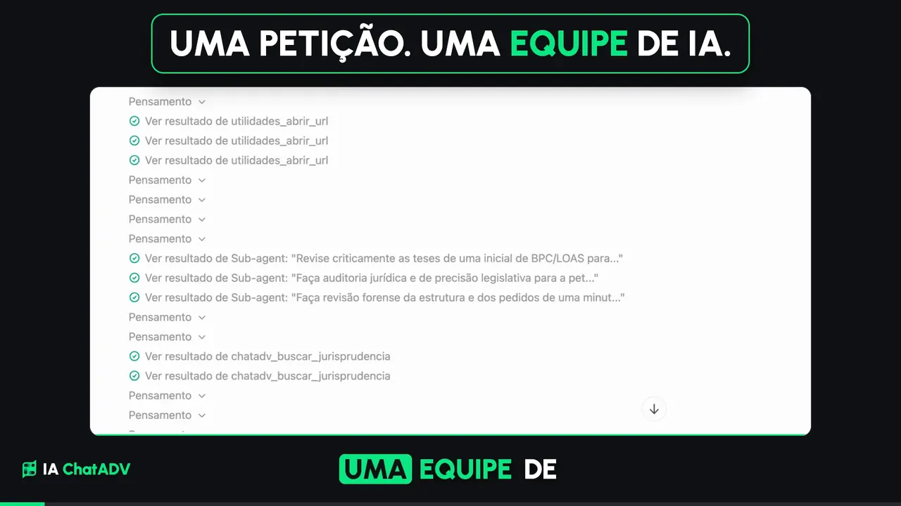 Subagentes da IA do ChatADV revisando uma petição